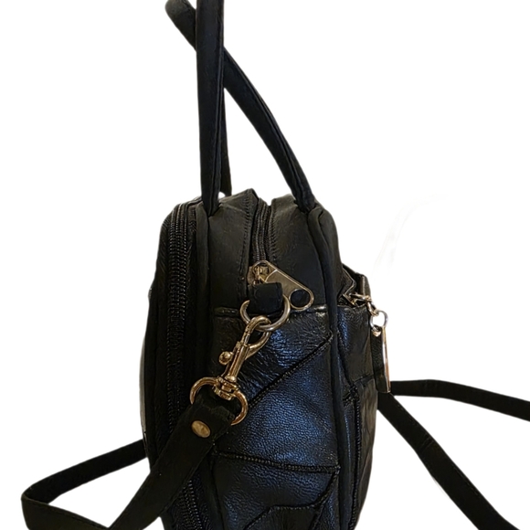 Vintage Boho Leather Patchwork Mini Bag, Starburst Embellished. - Picture 5 of 13